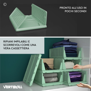 VertiRoll 4 Cassetti Impilabili Scorrevoli Salvaspazio Verde