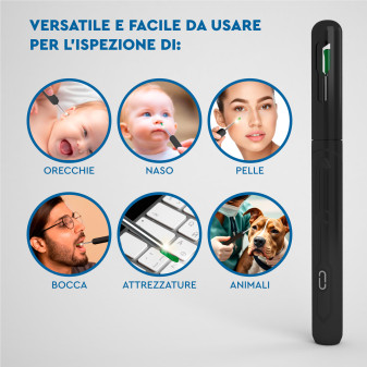 UdiGuard Otoscopio Pulizia Orecchie Rimozione Cerume Colore Nero