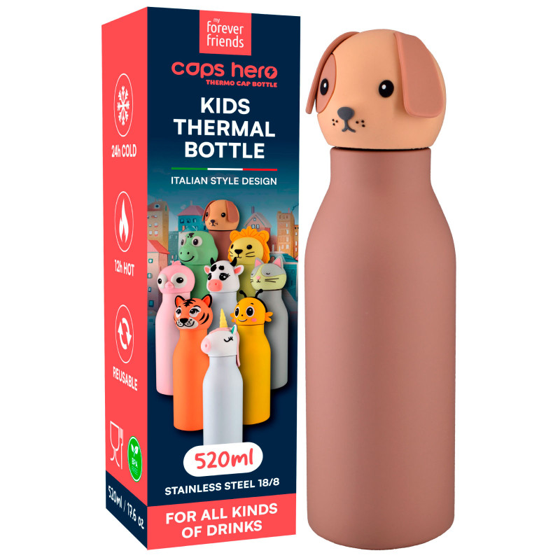 CapsHero Borraccia Termica Bambini Senza BPA 520ml Cane Dog Duke