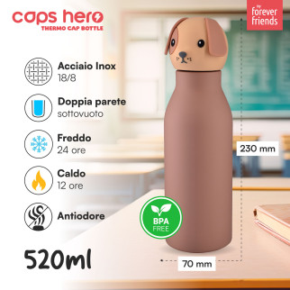 CapsHero Borraccia Termica Bambini Senza BPA 520ml Cane Dog Duke
