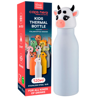 CapsHero Borraccia Termica Bambini Senza BPA 520ml Mucca Cow Cora