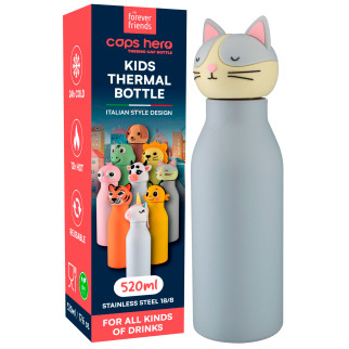 CapsHero Borraccia Termica Bambini Senza BPA 520ml Gatto Cat Cleo