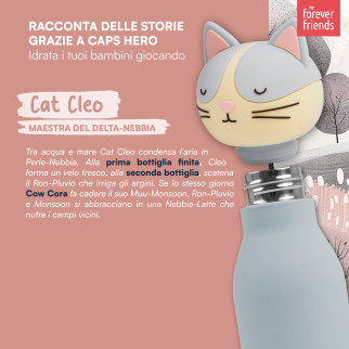 CapsHero Borraccia Termica Bambini Senza BPA 520ml Gatto Cat Cleo