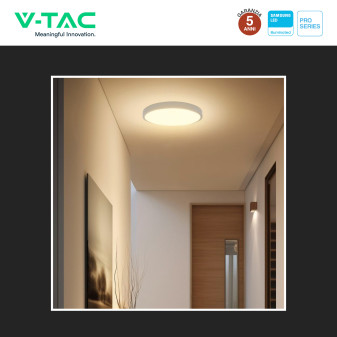 Plafoniera LED 18W SMD Samsung IP44 con Sensore V-Tac Pro