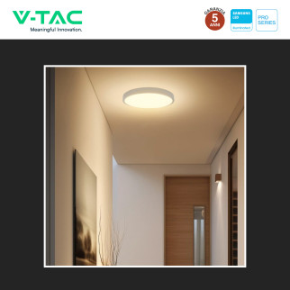 Plafoniera LED 18W SMD Samsung IP44 con Sensore V-Tac Pro