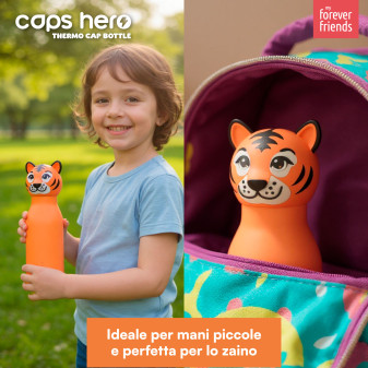CapsHero Borraccia Termica Bambini Senza BPA 520ml Tigre Tiger Teo