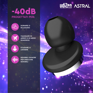 UdiZen Astral Tappi per Orecchie Antirumore Insonorizzanti -40dB