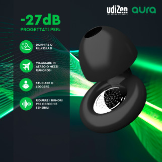 UdiZen Aura Tappi per Orecchie Antirumore Insonorizzanti -27dB