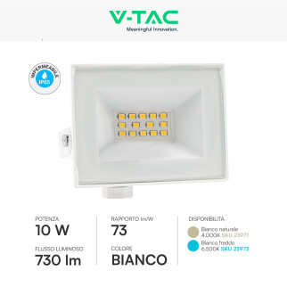 Faro LED 10W SMD IP65 Colore Bianco V-Tac VT-44012
