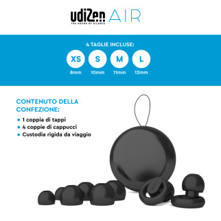 UdiZen Air Tappi per Orecchie Antirumore Insonorizzanti -23dB