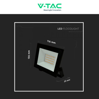 Faro LED 20W SMD IP65 Colore Nero V-Tac VT-44022