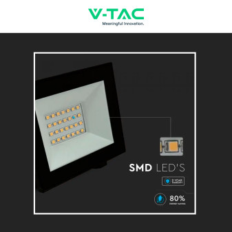 Faro LED 20W SMD IP65 Colore Nero V-Tac VT-44022