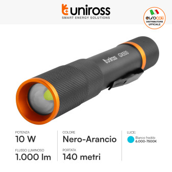 Uniross GX500 Torcia LED 10W Multifunzione Ricaricabile IPX4