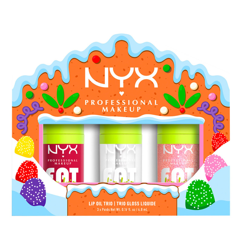 NYX Professional Makeup Holiday Fat Oil Trio Kit con 3 Gloss Labbra