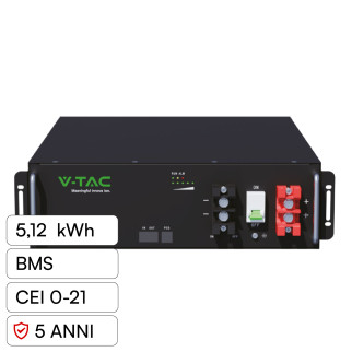 V-Tac Batteria BMS LiFePO4 51,2V 100Ah 5,12kWh Garanzia 5 Anni V-Tac Batteria BMS LiFePO4 51,2V 100Ah 5,12kWh Garanzia 5 Anni