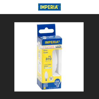 Lampadina LED E14 6W Candela C35 Filament in Vetro Bianco Imperia