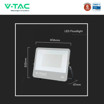 Faro LED 200W SMD Chip CREE IP65 Colore Nero VT-44201