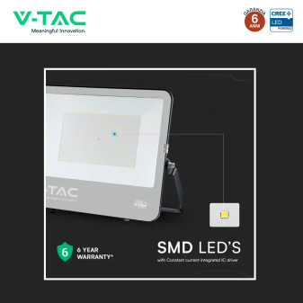 Faro LED 200W SMD Chip CREE IP65 Colore Nero VT-44201