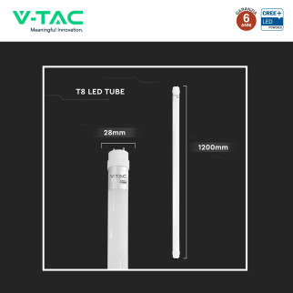 Tubo LED T8 G13 18W SMD CREE Nano-Plastic 120cm con Starter V-Tac