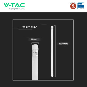 Tubo LED T8 G13 20W SMD CREE Nano-Plastic 150cm con Starter V-Tac