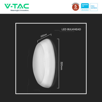 Plafoniera LED 20W SMD Samsung IP65 IK08 3in1 CCT V-Tac Pro