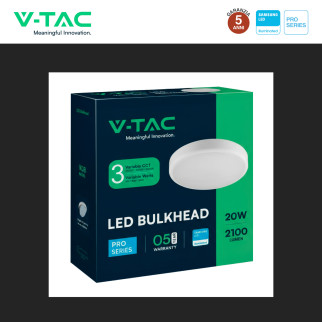Plafoniera LED 20W SMD Samsung IP65 IK08 3in1 CCT V-Tac Pro