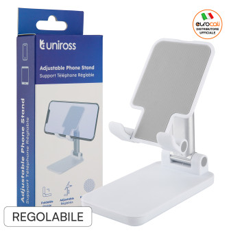 Uniross Supporto Smartphone Portatile Pieghevole Antiscivolo Bianco