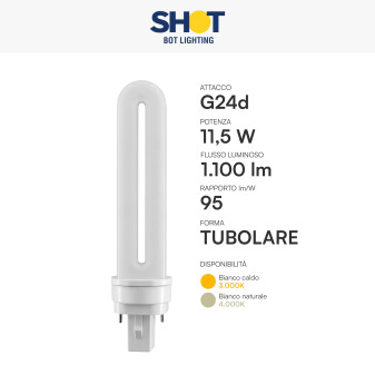 Lampadina LED G24d 11,5W SMD Tubolare PL ALC Bot Lighting Shot