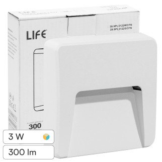 Segnapasso LED 3W Quadrato da Parete CCT 3in1 IP65 IK08 Bianco