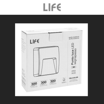 Segnapasso LED 3W Quadrato da Parete CCT 3in1 IP65 IK08 Bianco