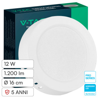 V-Tac Pro VT-60012 Mini Pannello LED Rotondo 12W SMD Chip Samsung