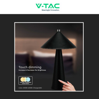 V-Tac VT-10117 Lampada LED da Tavolo 3W 3in1 Ricaricabile Dimmerabile
