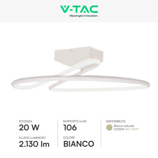 V-Tac VT-7763 Lampadario LED a Superficie 20W SMD Colore Bianco