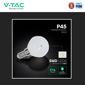 V-Tac VT-1819 Lampadina LED E14 3,7W MiniGlobo P45 SMD Chip CREE