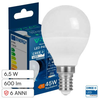 V-Tac VT-270 Lampadina LED E14 6,5W MiniGlobo P45 SMD Chip CREE