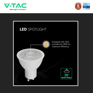 V-Tac VT-275 Lampadina LED GU10 4,5W Faretto PAR16 SMD Chip CREE