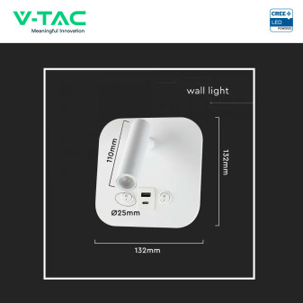 V-Tac VT-80068 Lampada LED da Muro 8W SMD Chip CREE Applique