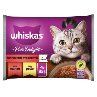 Cibo per Gatti Whiskas Pure Delight Pollo e Manzo 4x 85g