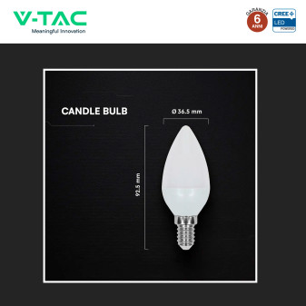V-Tac Lampadina LED E14 3,7W Candela C37 SMD Opaca
