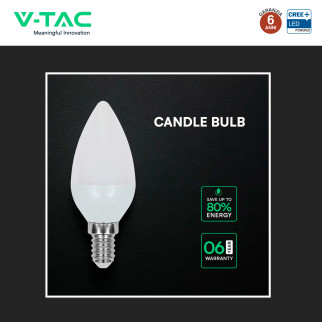 V-Tac Lampadina LED E14 3,7W Candela C37 SMD Opaca