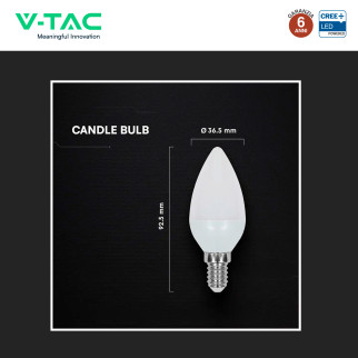 V-Tac Lampadina LED E14 4,5W Candela C37 SMD Opaca