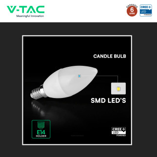 V-Tac Lampadina LED E14 6,5W Candela C37 SMD Opaca