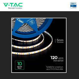 V-TAC Striscia LED Flessibile 8 W/m Monocolore DMS Chip CREE 24V 10m