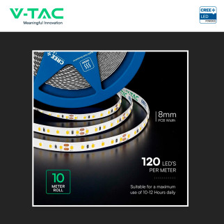 V-TAC VT-2835 120 Striscia LED 10W/m SMD Chip CREE 24V 10m