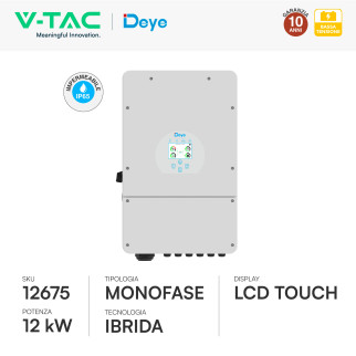 V-Tac Deye Inverter Monofase Ibrido On-Grid / Off-Grid 12kW IP65
