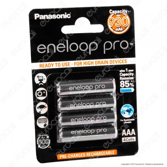 Panasonic Eneloop Pro 930mAh Pile Ricaricabili Ministilo AAA - Panasonic Eneloop Pro 930mAh Pile Ricaricabili Ministilo AAA -