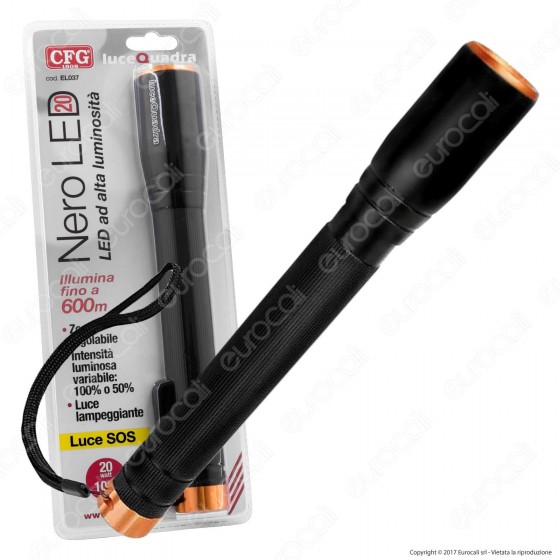 CFG EL037 Torcia LED 20W in Alluminio a Batterie CFG EL037 Torcia LED 20W in Alluminio a Batterie