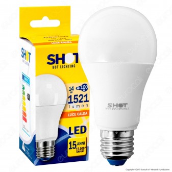 Bot Lighting Shot Lampadina LED E27 14W Bulb A60 - mod. ELD1015X2 /
