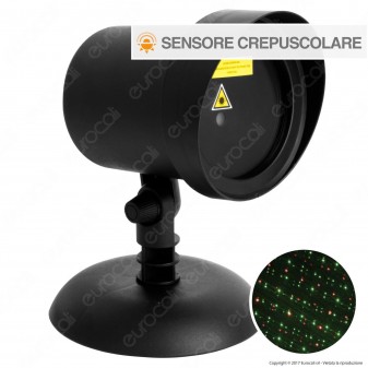 Proiettore Garden Laser Verde e Rosso con Sensore Crepuscolare - per