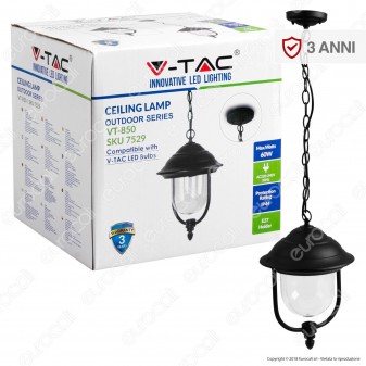 V-Tac VT-850 Portalampada da Giardino con Attacco a Soffitto per